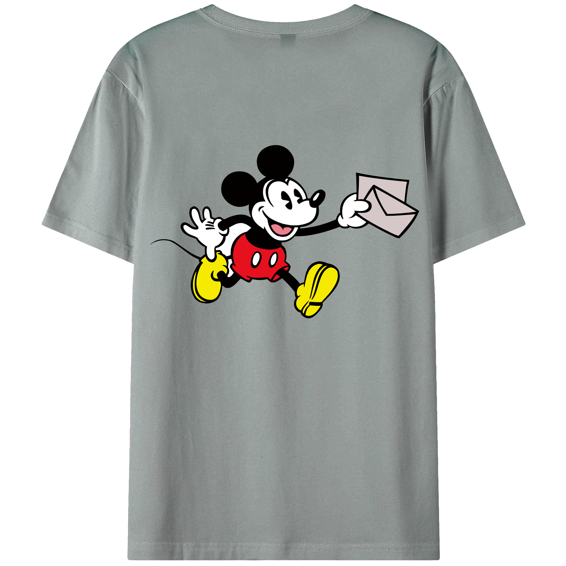 ミッキーマウス Mickey Mouse 綿100％ メンズ半袖Tシャツ（バックプリント） 通気性